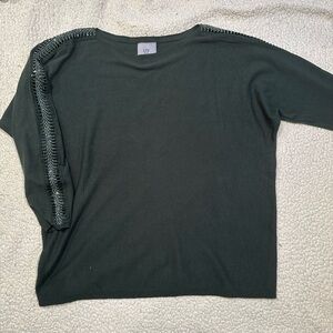 LIV Milano forest green light sweater with with sequin trim